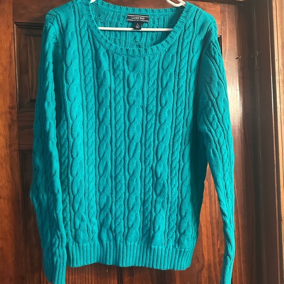 Lands End Teal Cable-knit Sweater - Picture 1 of 3